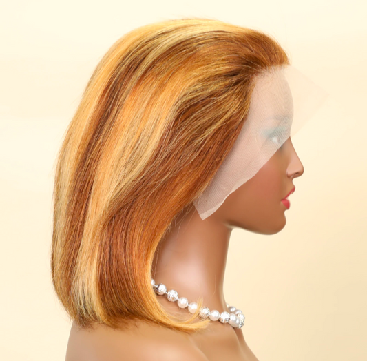 Full frontal piano Bob 100% Human Hair Wigs 13x4 Lace