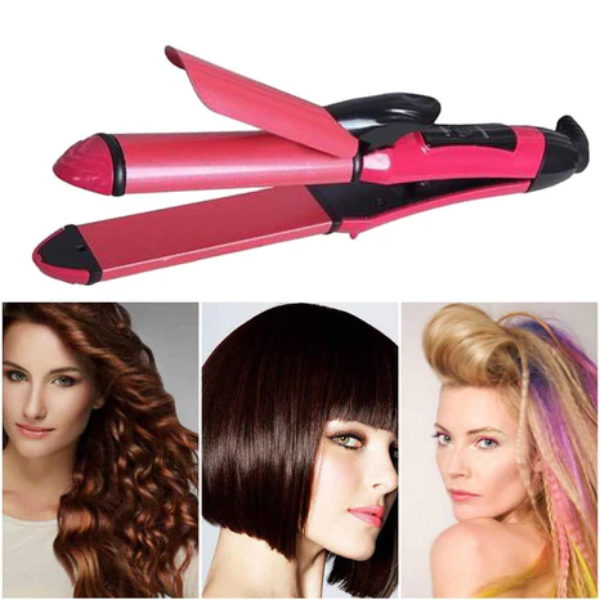 Hair Straightener & Curler Machine 2 In 1
