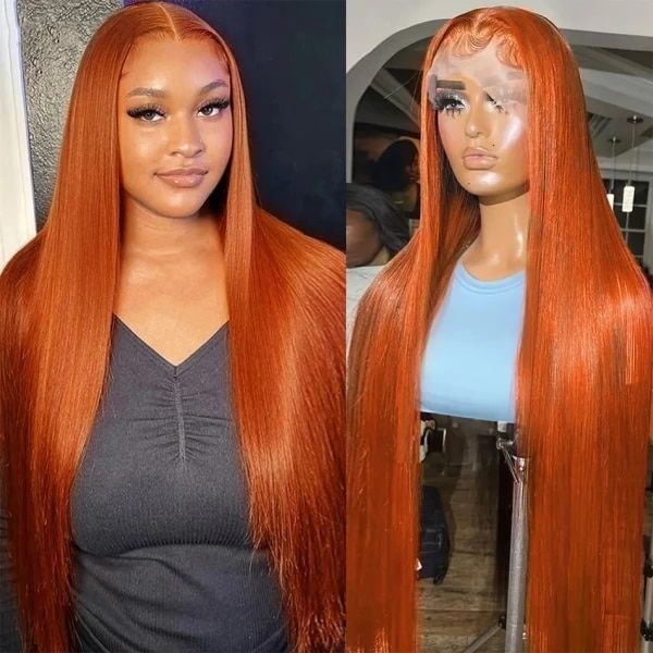 13x4 Orange Ginger Lace Front Wigs Human Hair  26 inches STW