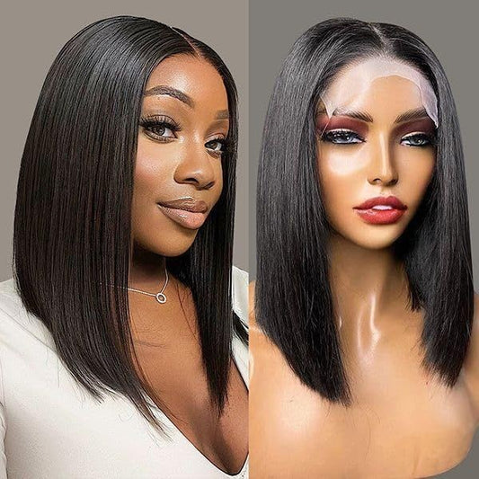 Bob wig with human hair texture