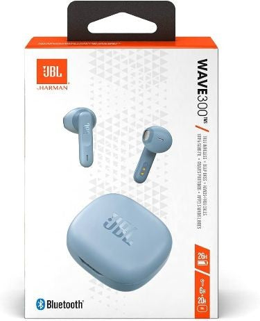 Blue JBL Wave 300TWS True Wireless Bluetooth Earbuds & Case, Deep Bass Music Earphone JBL limited edition