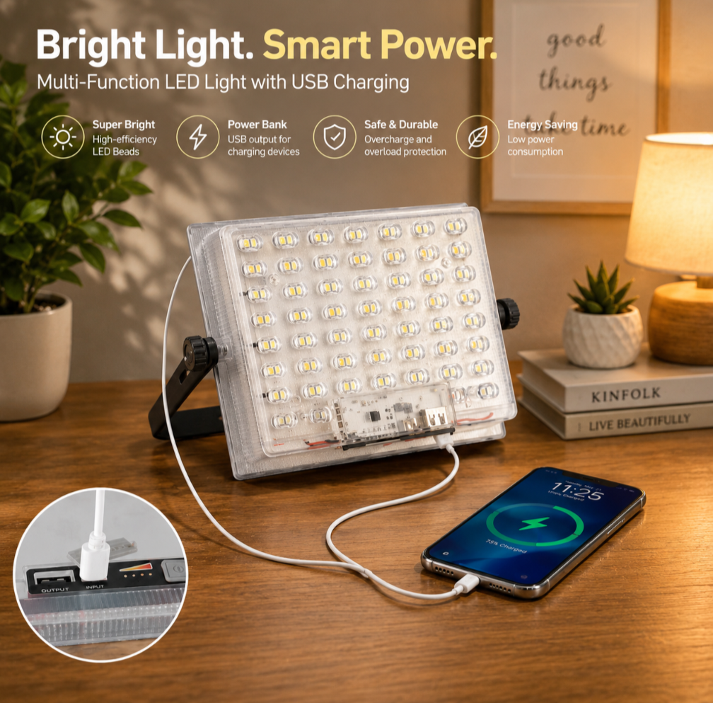 Emergency Solar Power Station 5000 Mah with  Waterproof SecurityLed Light with solar panel 3 Lightening effects