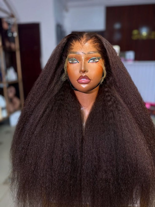 Prestyled Kinky ponytail 100% human hair Full frontal