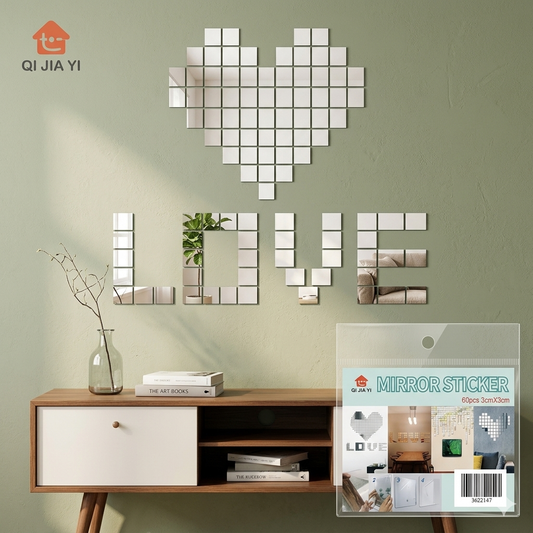 Square Mirror Stickers 60pcs 3cmx3cm