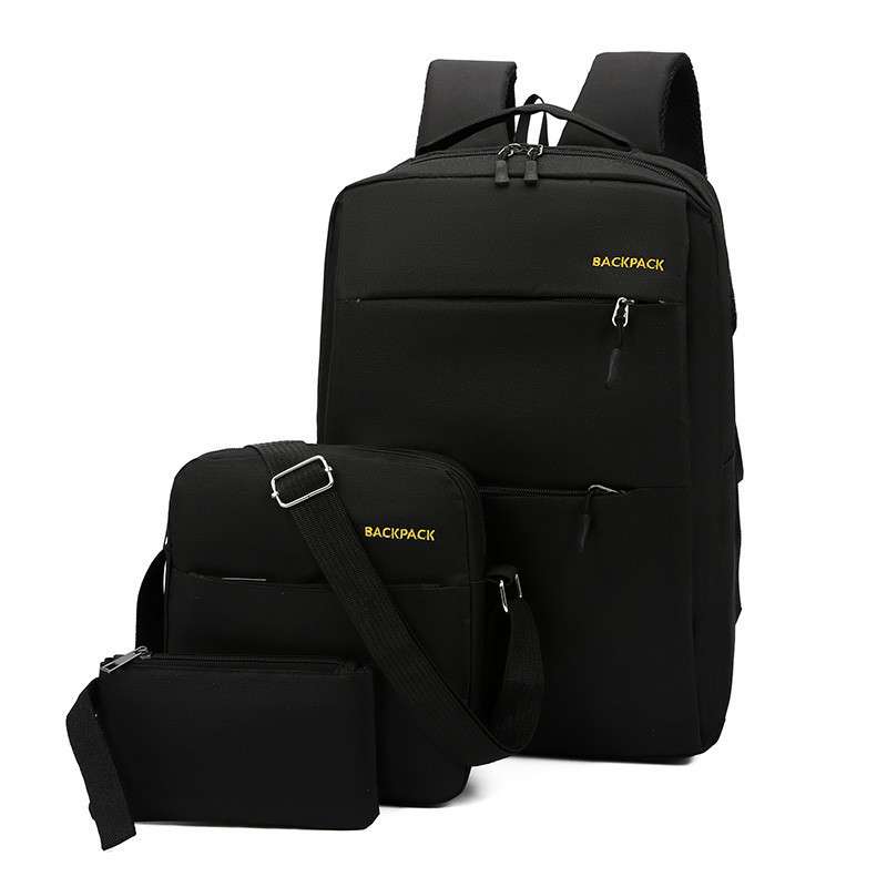 High Quality  USB Backpack Three-piece Notebook Schoolbag Waterproof quality (limited quantity)