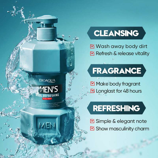 Men's Blue Ocean Refreshing  Scented Body Wash Body Odour control 500ml