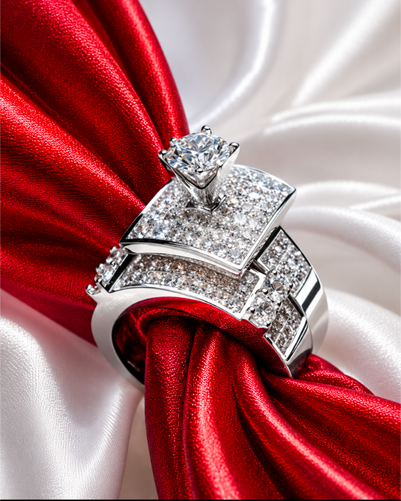 Gem Lab Diamond Silver Sterling Engagement ring | Adjustable Opening  ring fit all finger sizes