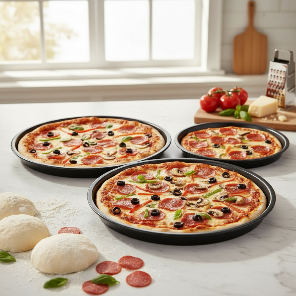 QUALITY NONSTICK CARBON STEEL 3inl PIZZA PAN