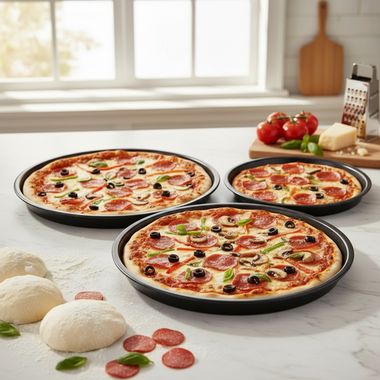 QUALITY NONSTICK CARBON STEEL 3inl PIZZA PAN