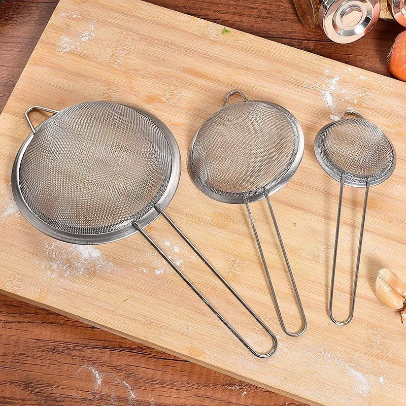 3PCS STAINLESS STEEL MESHED STRAINER