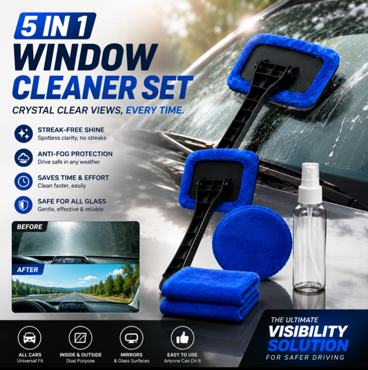 Window Cleaner 5 in 1 set + Free towel + free window fog spray