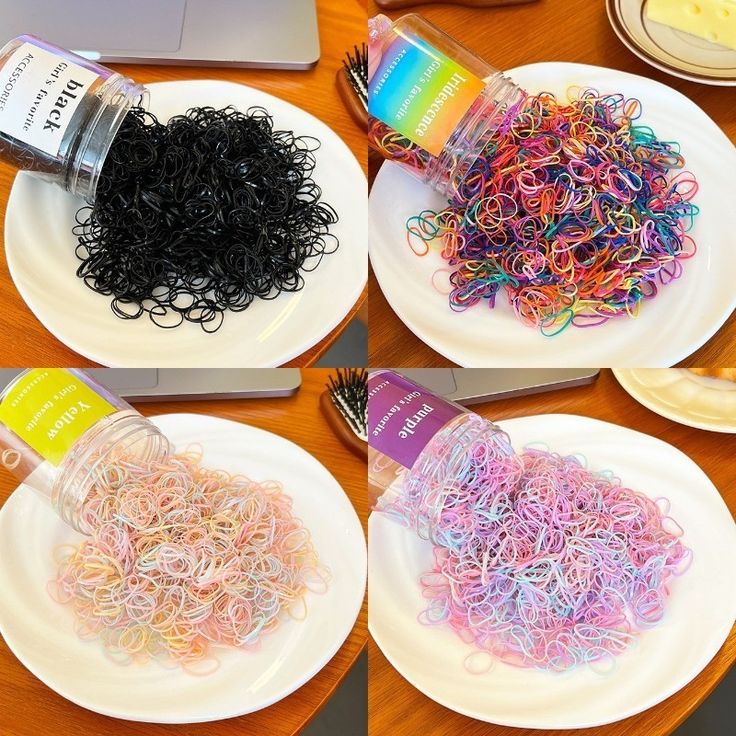 500pcs children's candy-colored rubber band hair tie