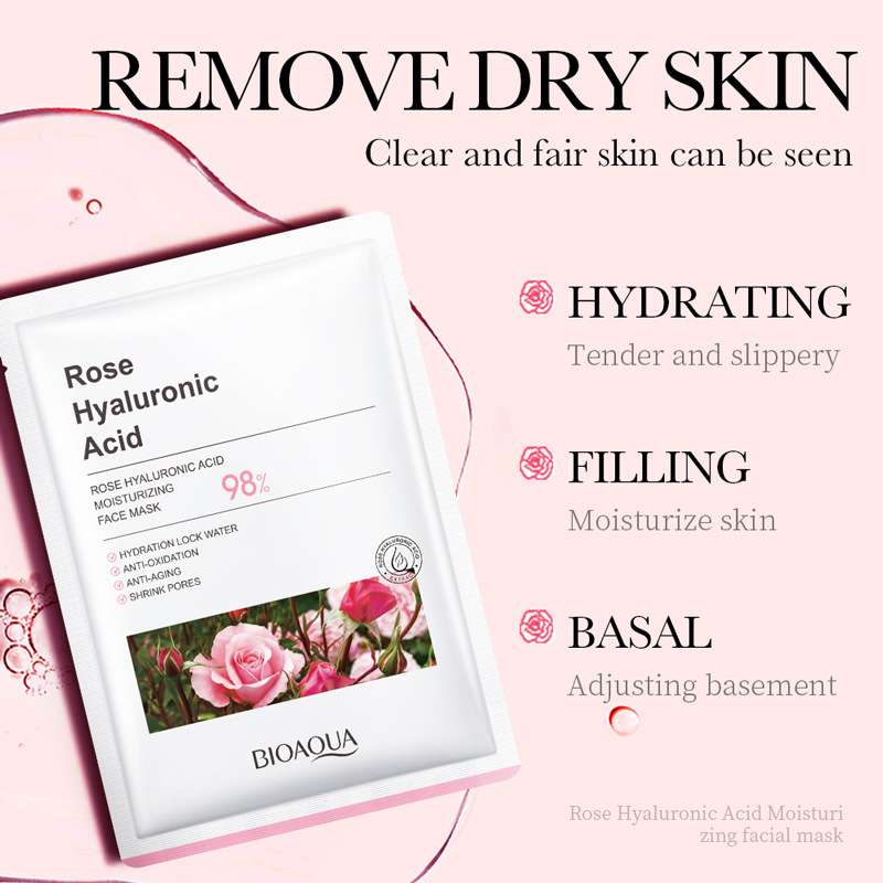 BIOAOUA Rose Hyaluronic Acid Moisturizing Mask for Dry skin and wrinkles