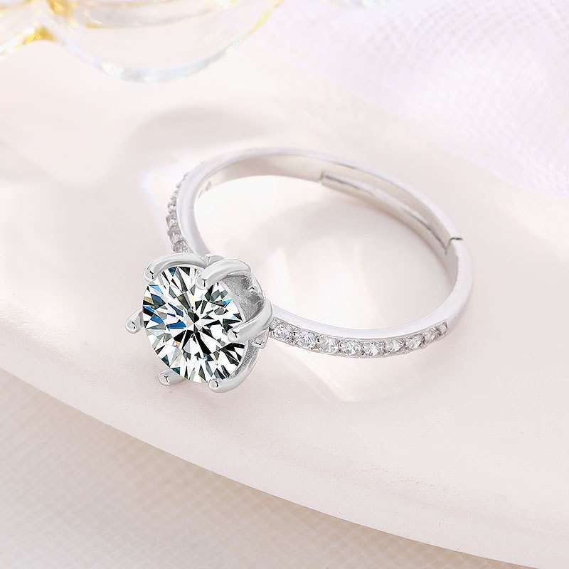 Moissanite Cross-Border single-row  Diamond Engagement ring | Adjustable Opening  ring fit all finger sizes