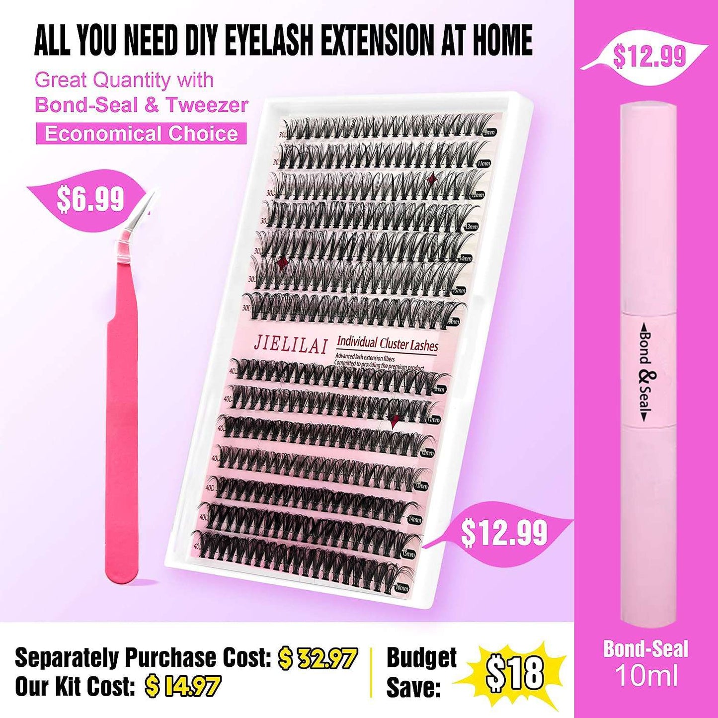 Human hair Natural Lashes30D/40D Mixed Set + Free gift