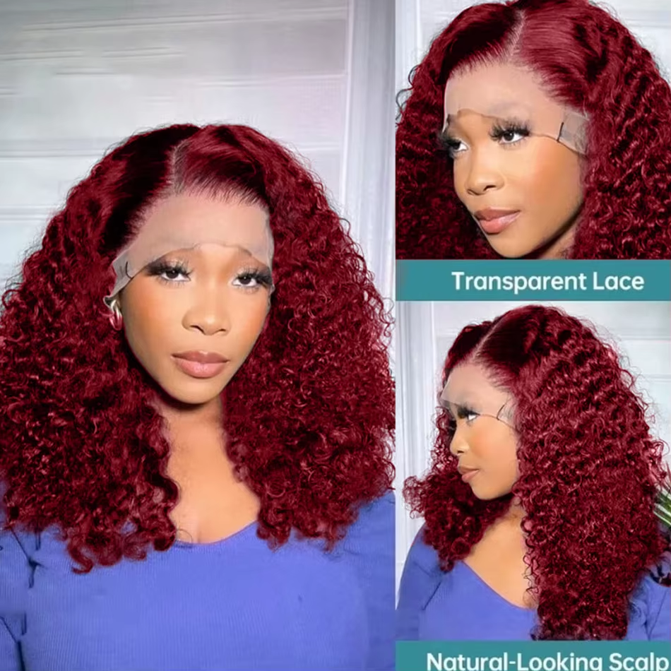 99J Burgundy Short Bob Glueless Hair Wig 13x4 Lace Front Wig Human Hair