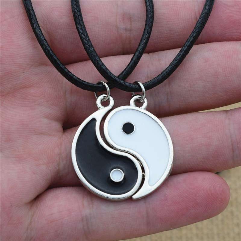 2 in 1 Tai Chi Pattern yin yan Couple pair necklace