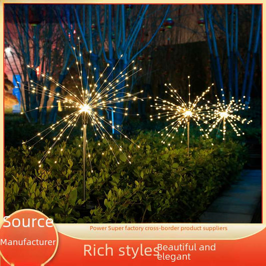 Solar Energy Plated Fireworks LED Gipsophila Copper Wire Flashing Light Outdoor Waterproof Lawn Courtyard Decorative Lantern