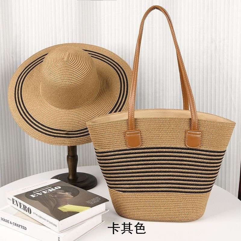 Two- piece Set Outdoor Travel Tote Bag Tide Big Hat