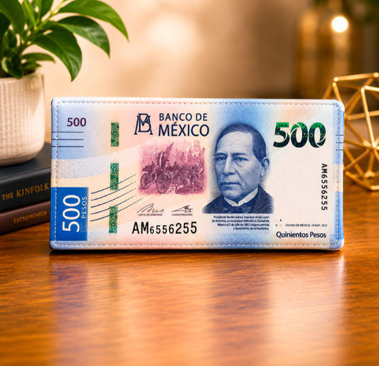 Mexico currency leather wallet