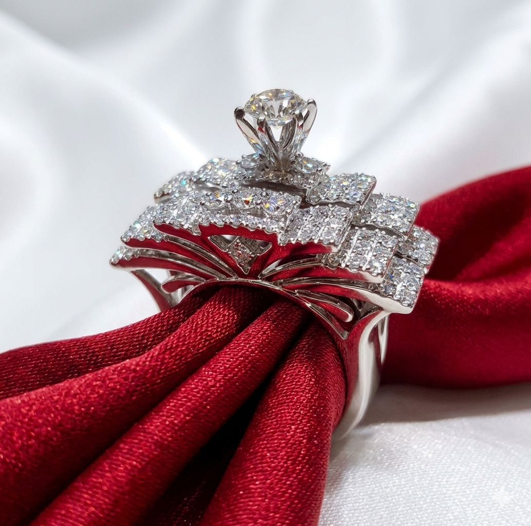 Vile Lab Diamond Engagement ring | Silver sterling wedding band