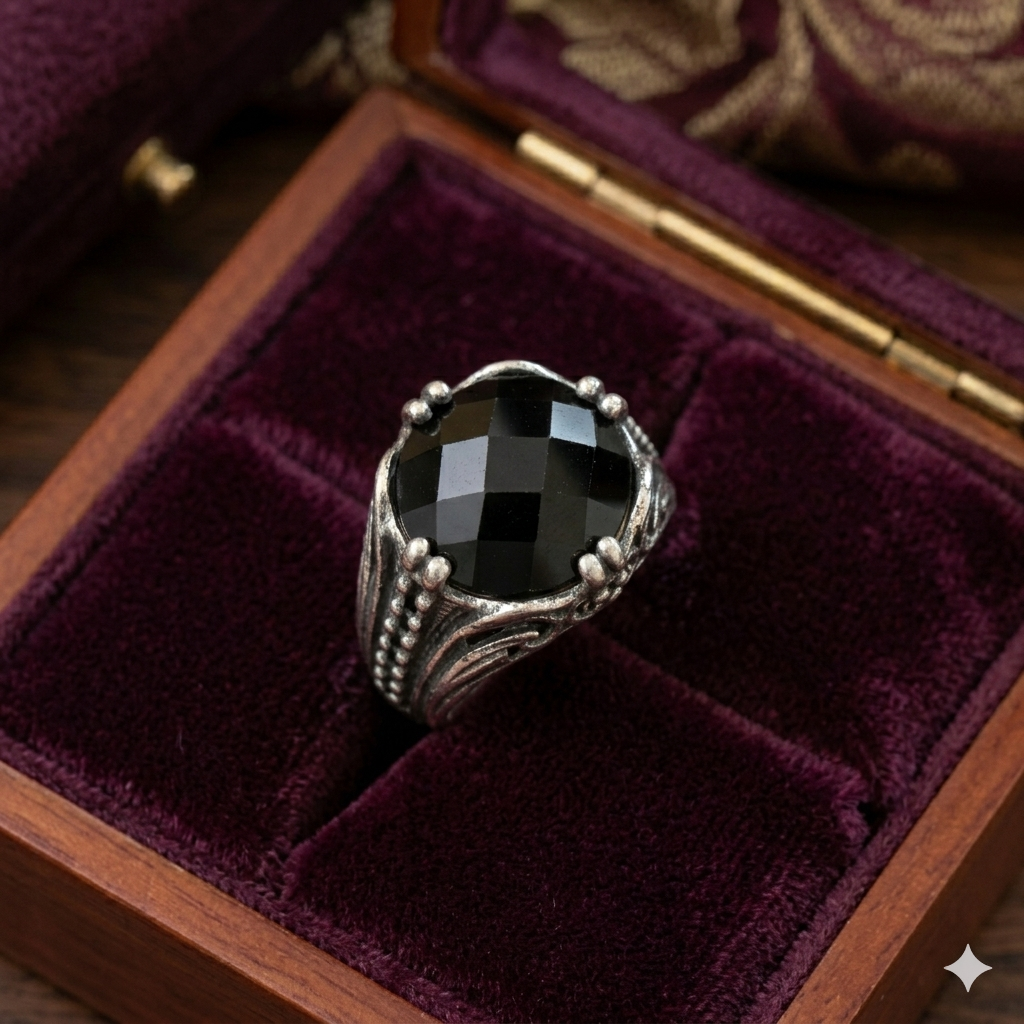 K07 | Wholesale Onyx Sovereign Ring Size 9 Non Tarnish