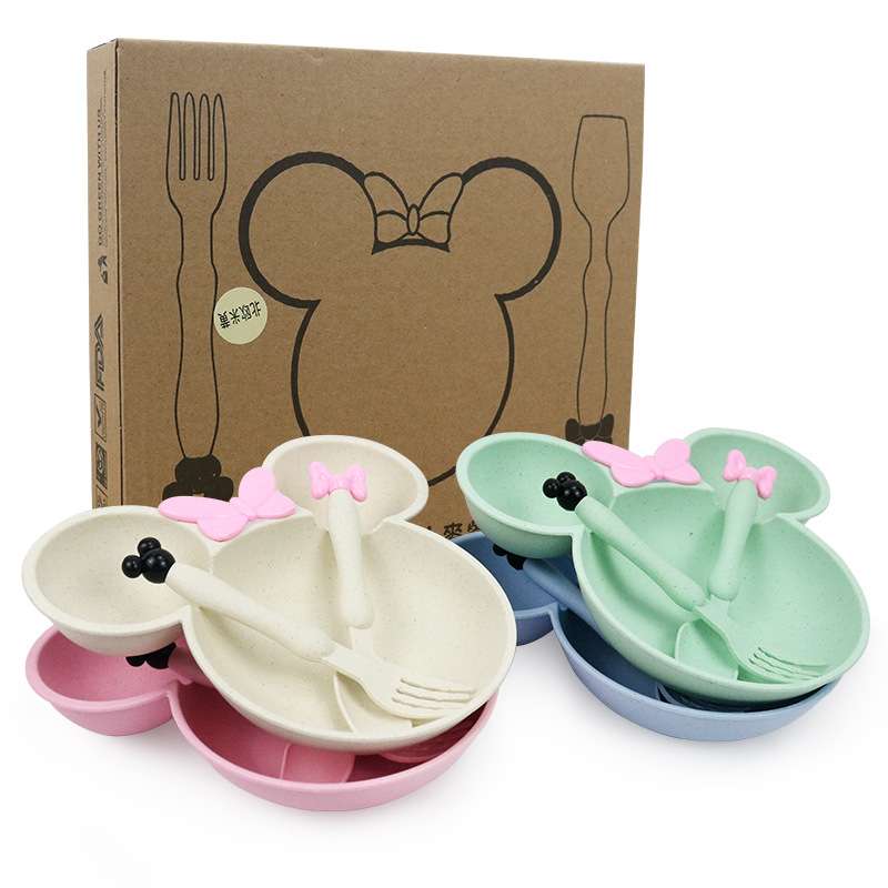 Children's Mickey bowl and plate three-piece set