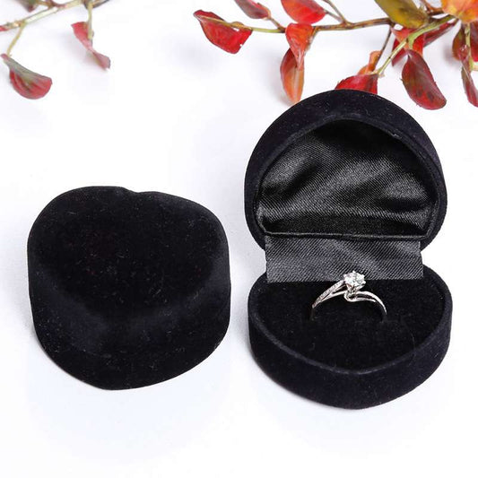 Velvet black heart shaped ring box