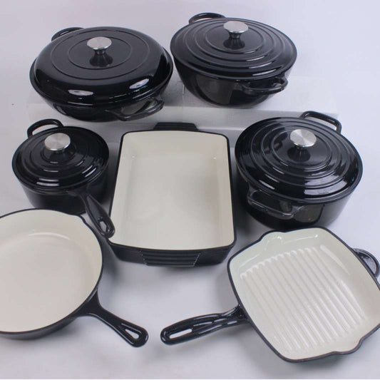 Black Exclusive Cast Iron Enamel Pot 7 pieces set