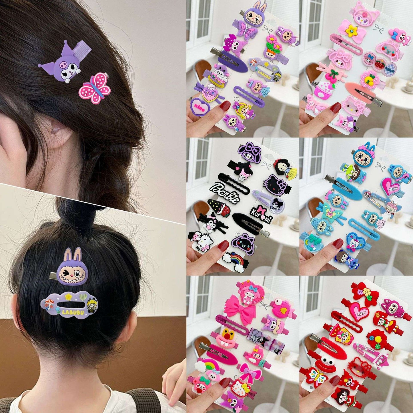 14-Piece Set of  Cute Cartoon Hair Clips for Children, Hair Accessories for Girls That Don'T Damage Hair, Fresh and Sweet Style Hair Clips Wholesale NH51