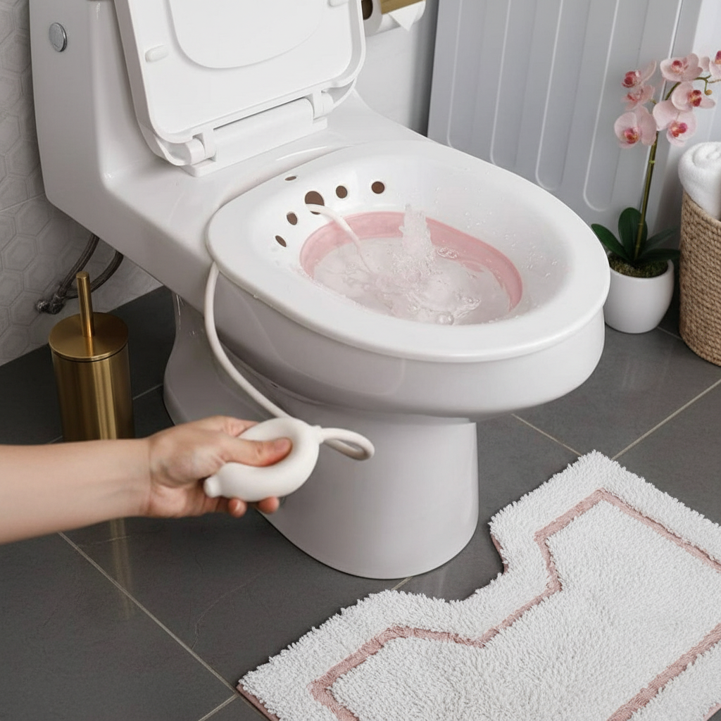 High Quality SQUATTING & STEAMING TOILET BASIN + PUMP (STEAMING SITTER/POTTY) WHITE