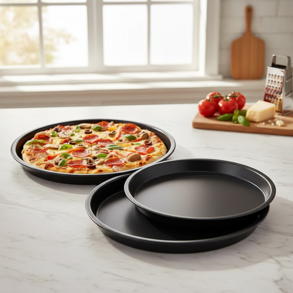 QUALITY NONSTICK CARBON STEEL 3inl PIZZA PAN