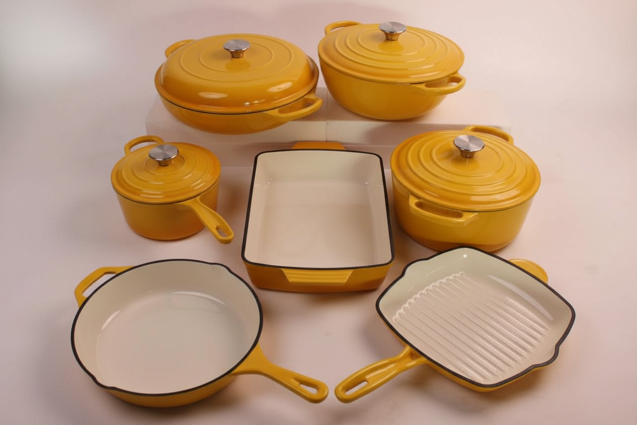 Orginal Exclusive Cast Iron Enamel Pot 7 pieces set (no color selection)