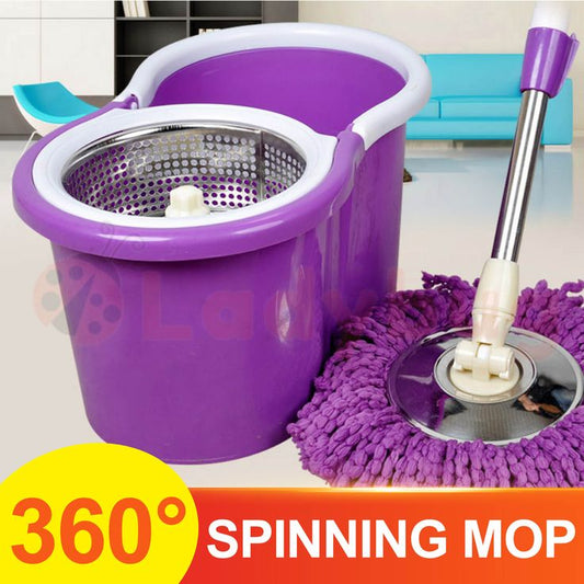 2-IN-1 STRONG MAGIC 360° WASH & DRY MOP + INDUSTRIAL GRADE MOP BUCKET SET