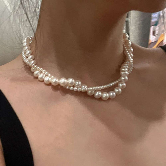CO80 French Retro Double-Layered Pearl Necklace
