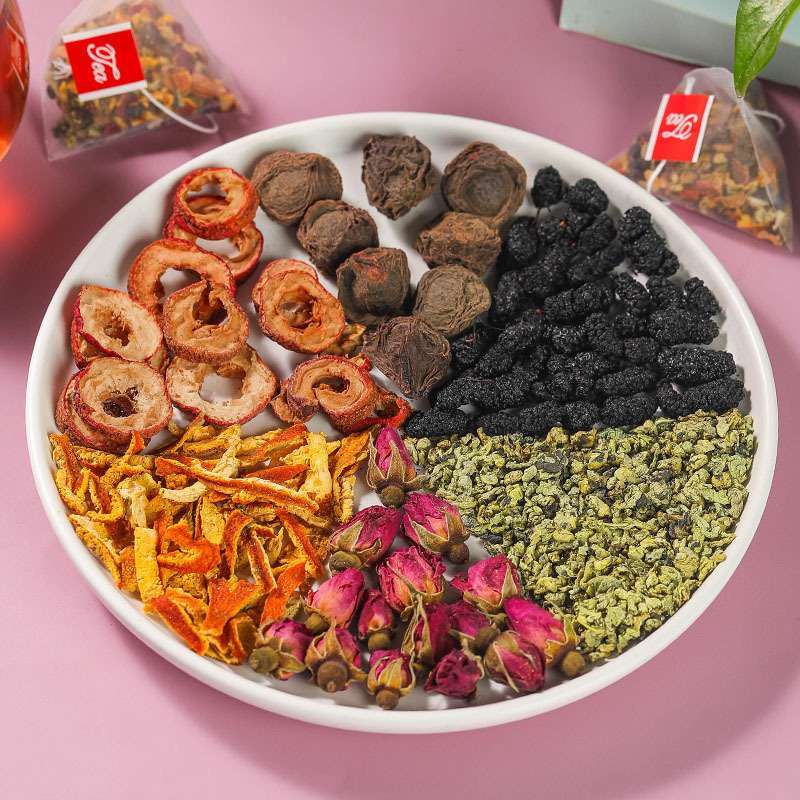 Chinese Tea for Flat Tummy Reduces Bloating and burns Stubborn Tummy fat"; Black plum hawthorn lotus leaf tea 10 bag
