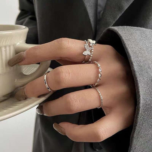 Double butterfly ring set of 4 knuckle ring