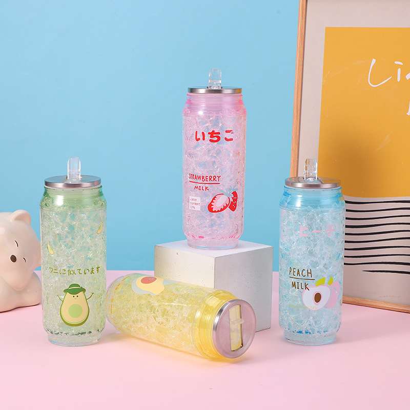 Creative crushed ice cup double layer straight drinking cup