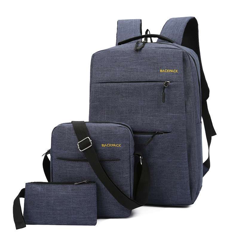 High Quality  USB Backpack Three-piece Notebook Schoolbag Waterproof quality (limited quantity)