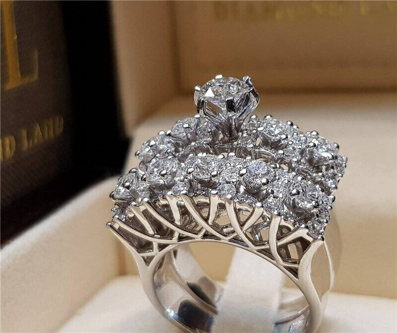 Vintage bride  925 sterling silver Engagement ring | Adjustable Opening  ring fit all finger sizes