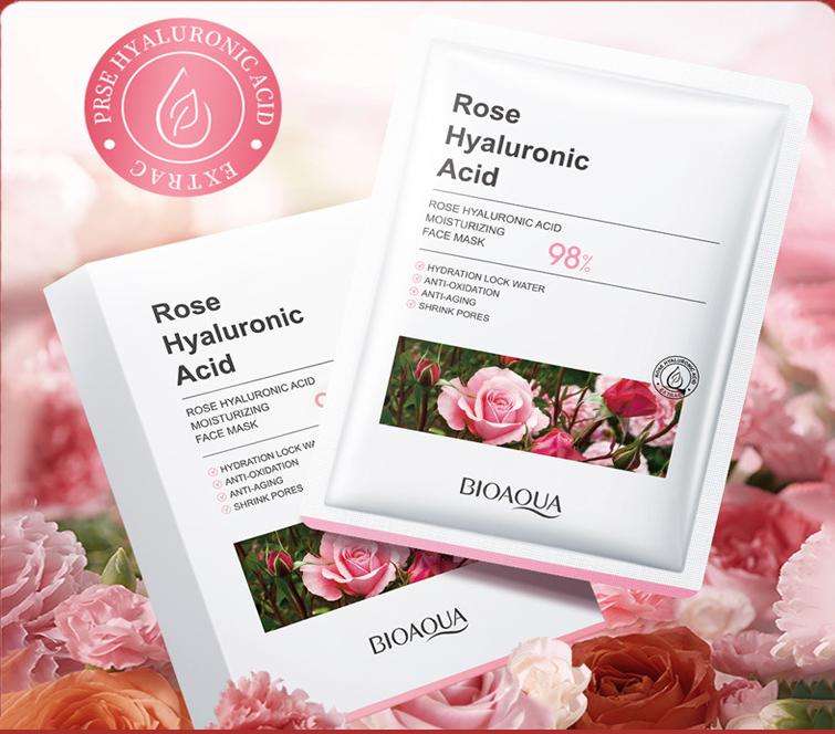 BIOAOUA Rose Hyaluronic Acid Moisturizing Mask for Dry skin and wrinkles
