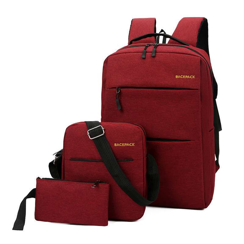 High Quality  USB Backpack Three-piece Notebook Schoolbag Waterproof quality (limited quantity)