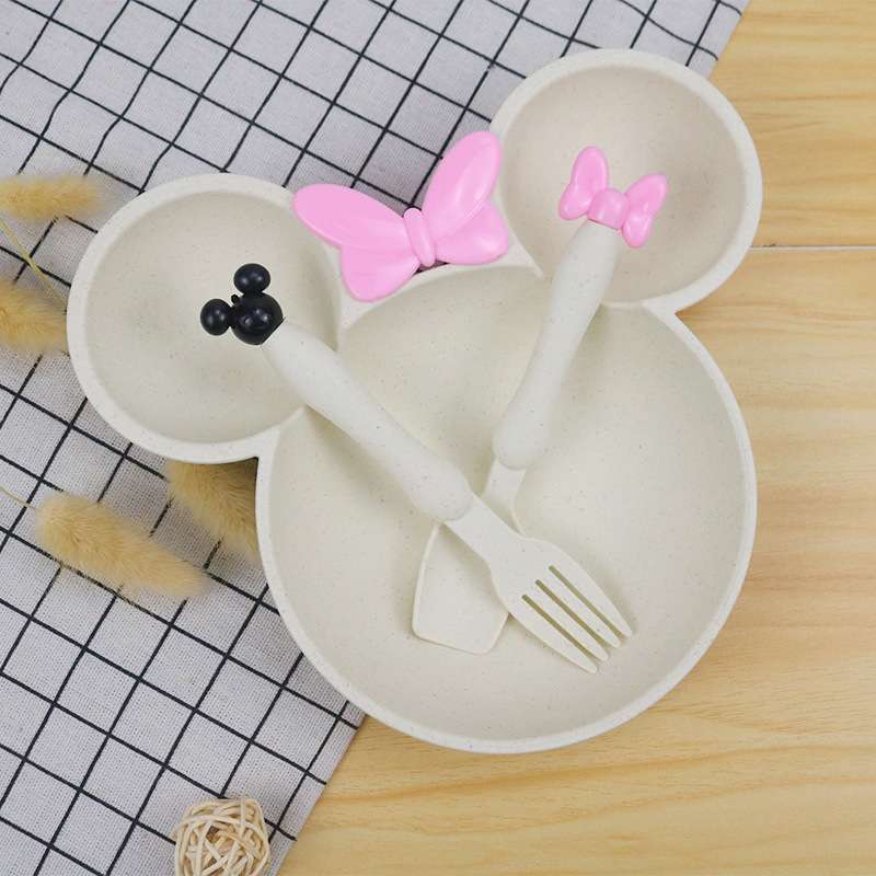 Children's Mickey bowl and plate three-piece set