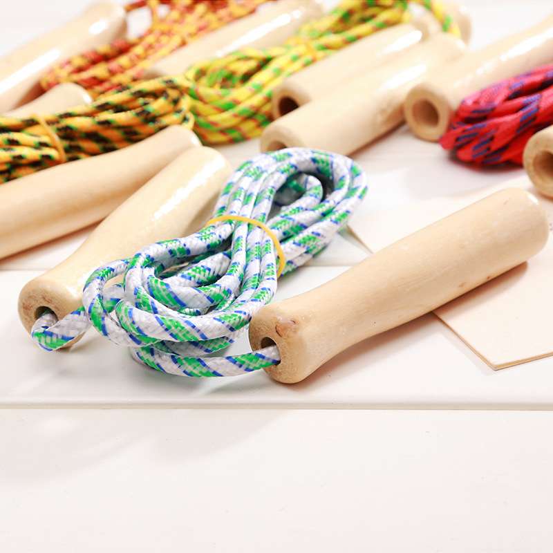 Wooden handle skipping rope