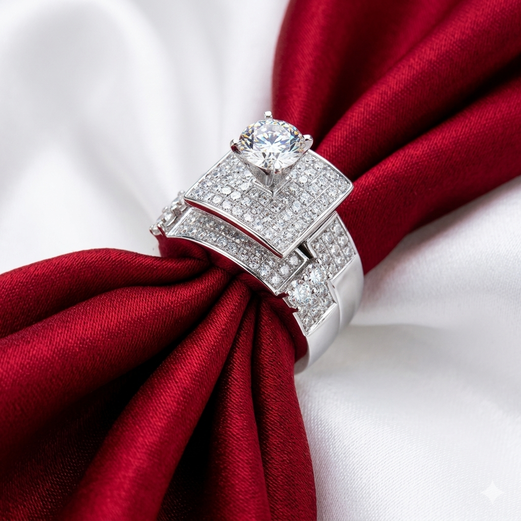 Gem Lab Diamond Silver Sterling Engagement ring | Adjustable Opening  ring fit all finger sizes