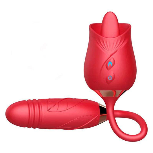 Rose & dildo 2 in 1 vibrator