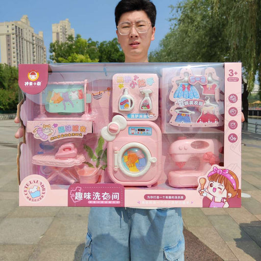 Big Full kids Sewing machine play set laundry room
