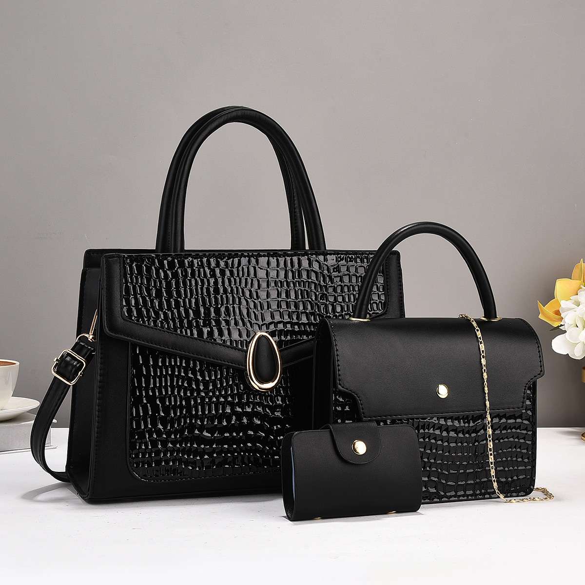 Black Snakeskin High-end Madam Bag