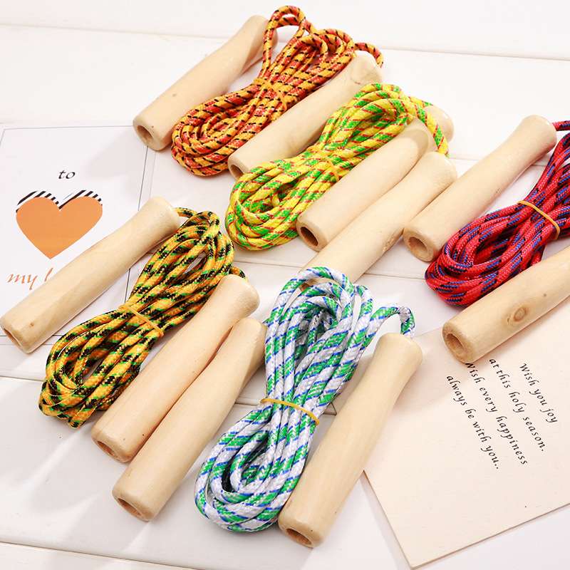 Wooden handle skipping rope