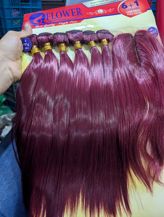 Flower of Sylvia 6 bundles + lace closure Silky Soft hair